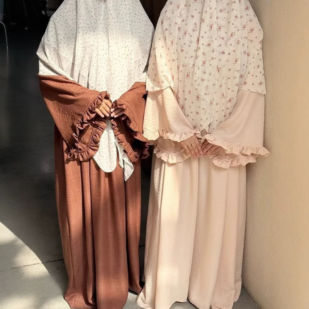 New cross-border women's long dress, fashionable and elegant, solid color, petal sleeve dress, loose, comfortable and breathable K112