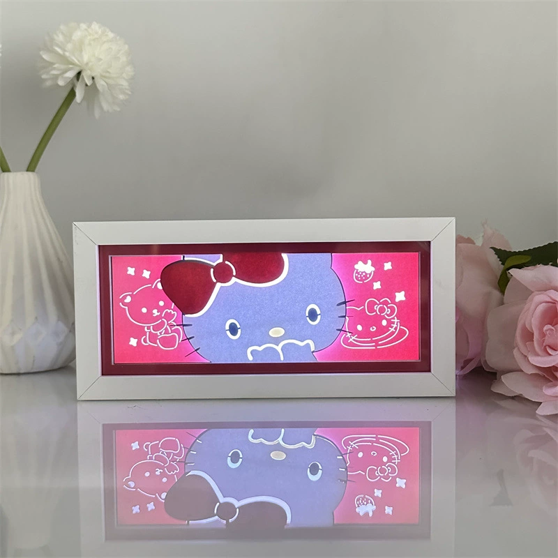 Лампочка резной рисунок бумажная Sanli Okulomi Kitty Kitty Cat Meliti Большие уши собака аниме периферийное светодиодное световое фото кадр