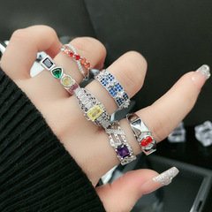歐美輕奢彩寶高級感個性百搭開口戒女時尚甜酷ins冷淡風戒指配飾