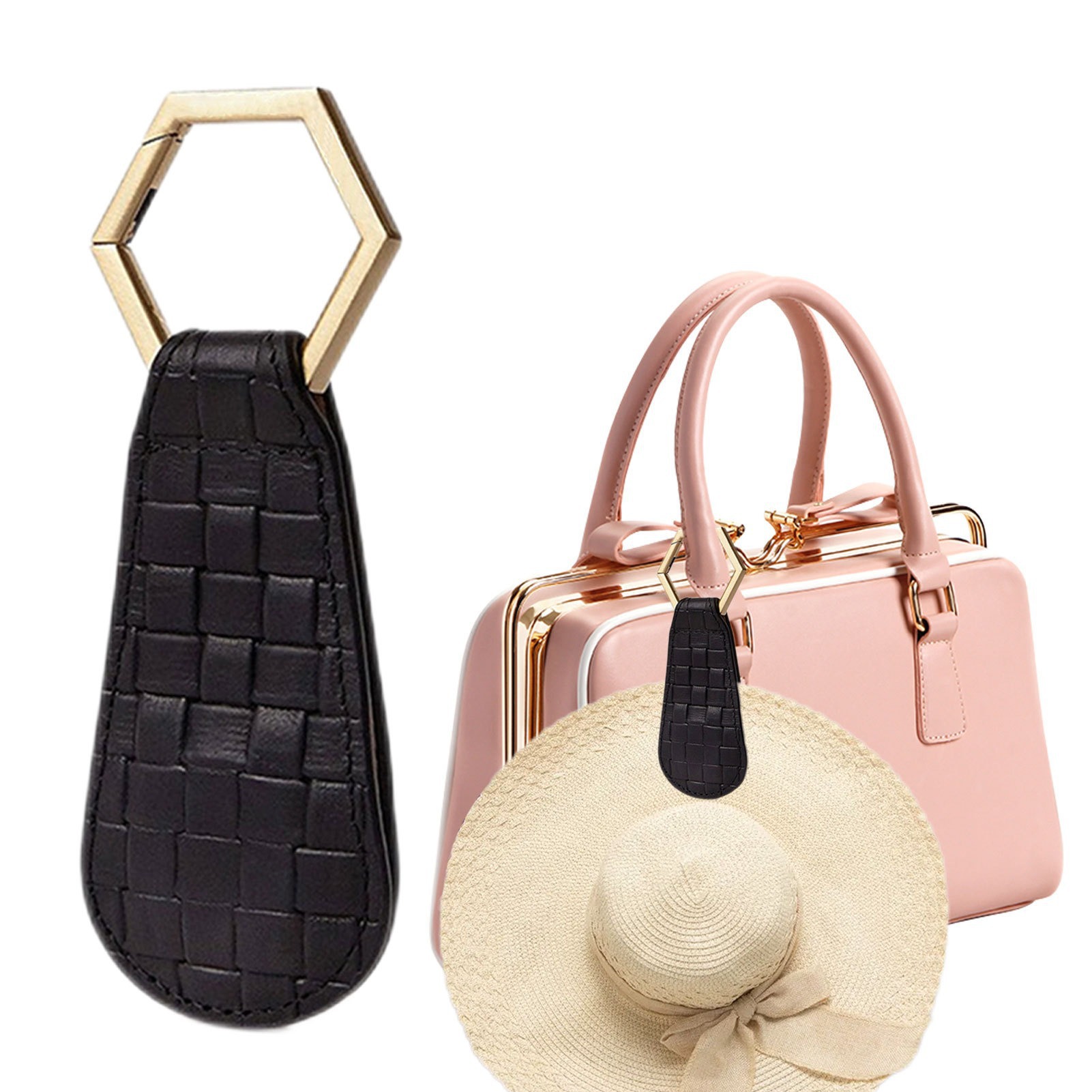 PU皮革編織磁吸帽夾遮陽帽防丟失收納夾皮革磁吸帽夾包包裝飾