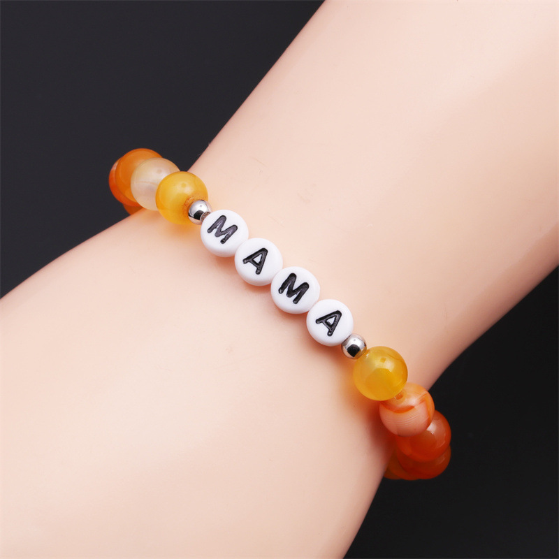 Pulsera de cuentas de ágata de línea amarilla transfronteriza simple europea y americana MAMA pulsera de cuentas pulsera del Día DE LA Madre para las mujeres