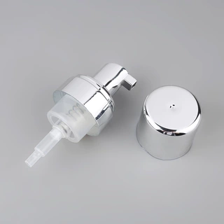 工厂定制洗面奶按压泡沫泵 42牙洗手液起沫泵 银色电化铝泡沫泵