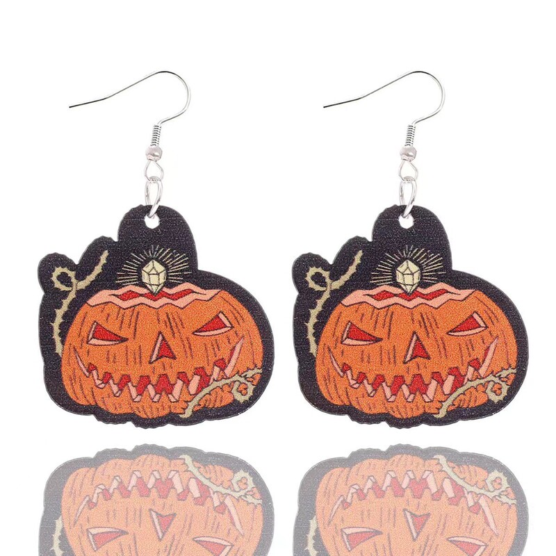 クロスボーダーヨーロッパとアメリカのハロウィンかわいい猫アクリルカボチャゴーストスカルイヤリングイヤリング女性のための絶妙な|undefined