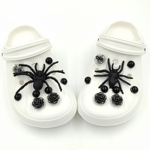 Spider suit dark hole shoes accessories punk ghost head beach shoes diy button jewelry accessories