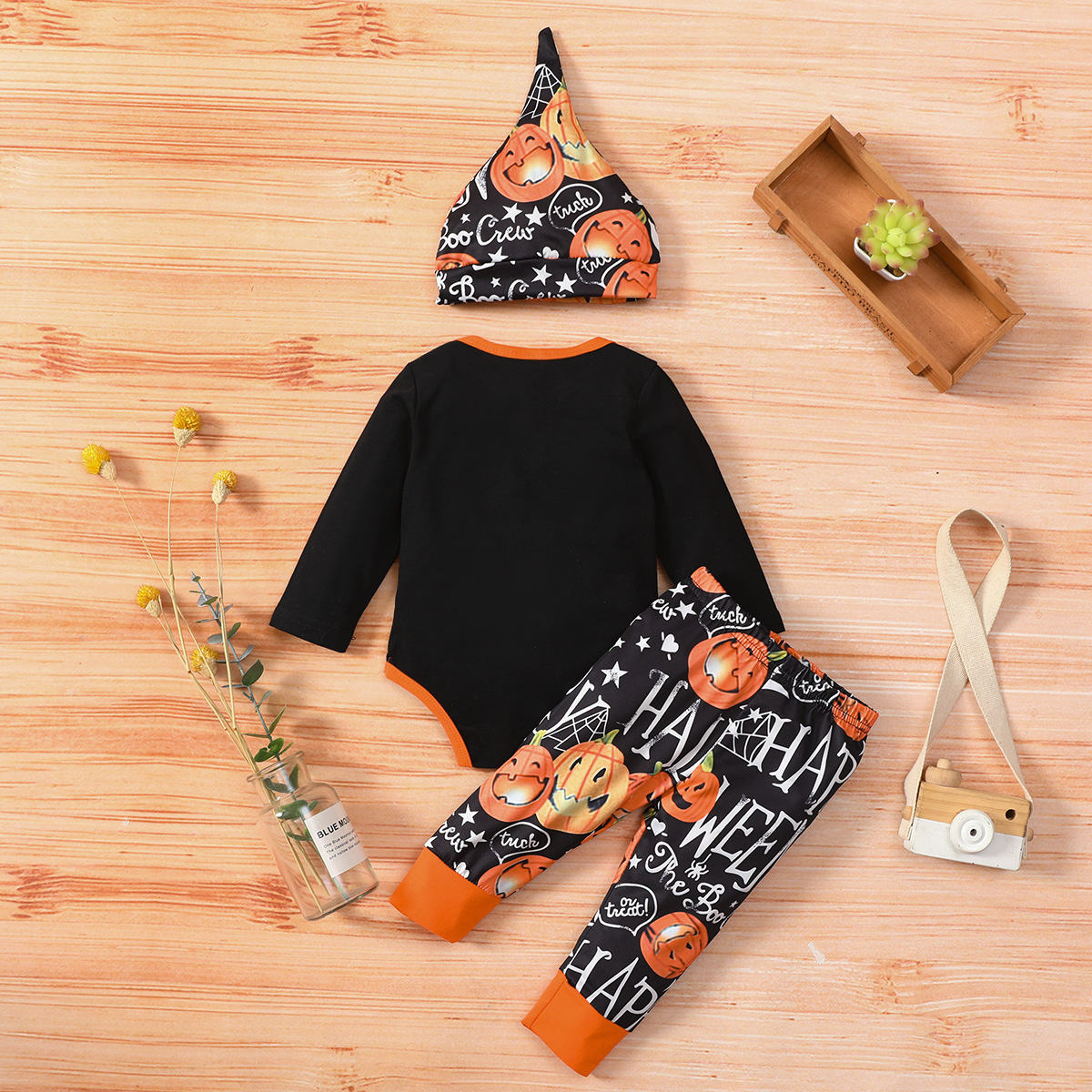 Halloween Fashion Pumpkin Printing Cotton Boys Clothing Sets display picture 5