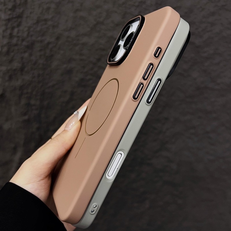 iPhone17対応、クロスボーダー対応、マットな肌触り、細い円形マグネット吸着式スマホケース、Apple16対応、無地PC素材、耐衝撃、高級感|undefined