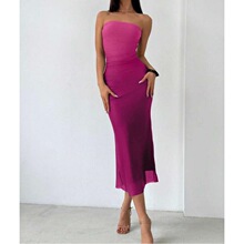 W 55234 Sheer Gradient Ruffle Slit Dress �u׃����Lȹ �羳��