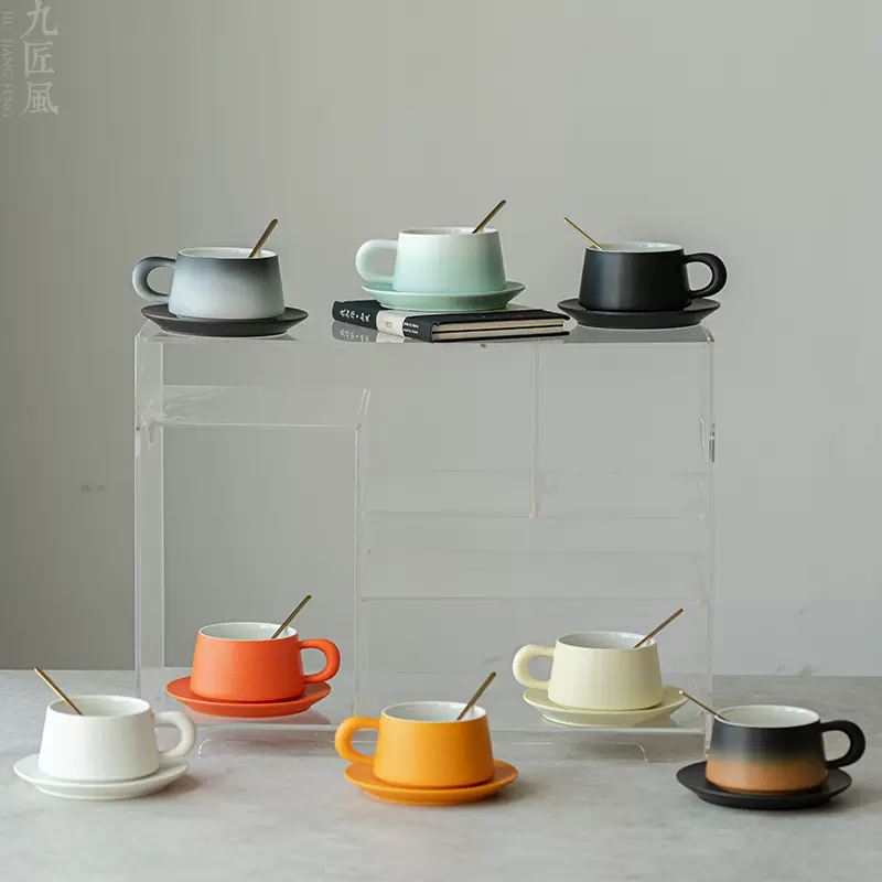 初璞 简约咖啡杯精致陶瓷杯碟套装创意水杯高颜值家用杯子伴手礼