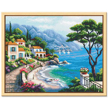 满钻带框得艺DIY钻石画浪漫爱情海 地中海风情 风景客厅卧室装饰