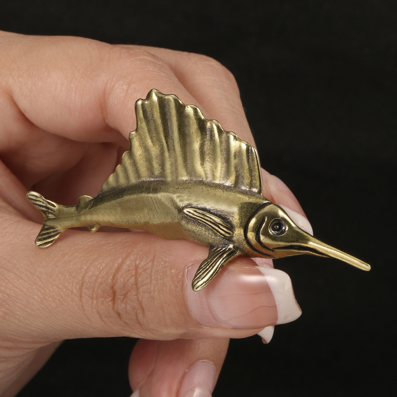 Cross-border handmade brass tuna copper ornaments old seabed ornamental fish tea pet table pet bronze crafts collection