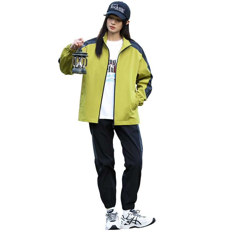 2025 primavera y otoño juego deportivo chaqueta de cuello de pie juego de chaqueta de carga impermeable al aire libre