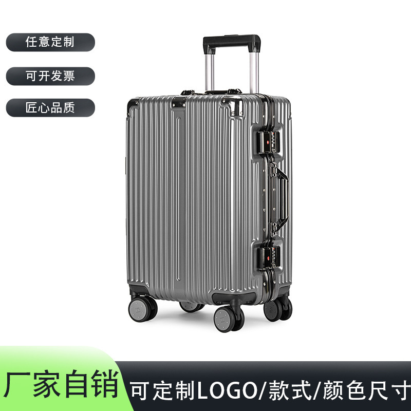 Manufacturer's Ready Stock Abs+Pc Material 20inch Large-Capacity Aluminum Frame Suitcase with Silent Wheels Suitable for Carry-On