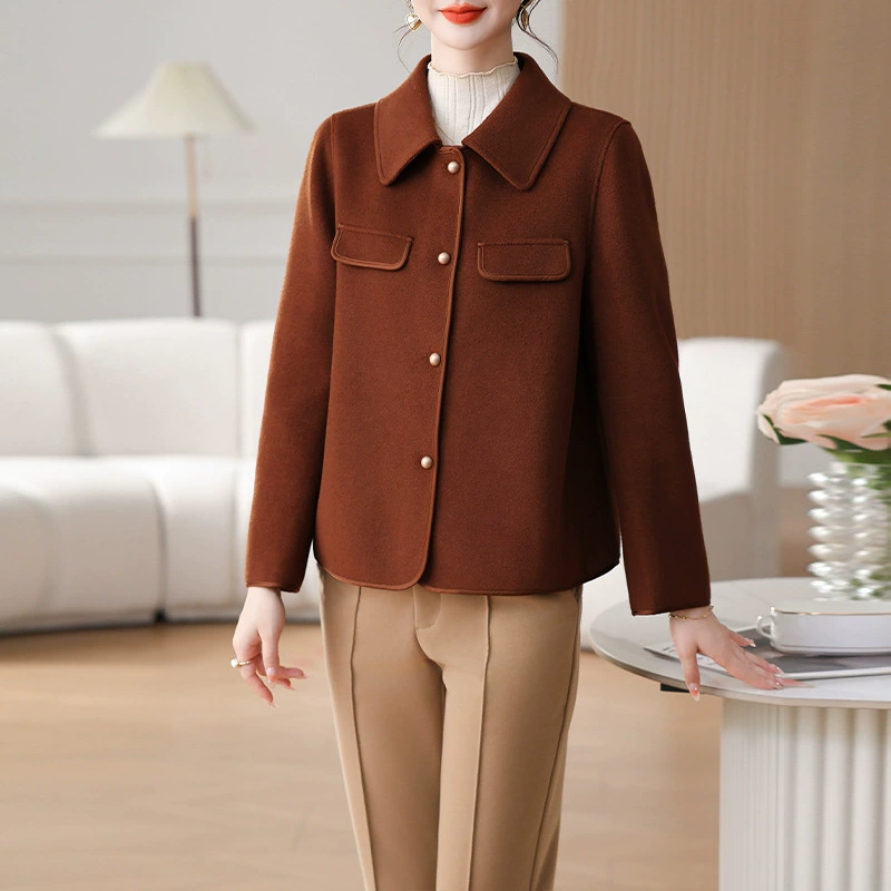 2024 осень новый двухсторонний твидо с коротким пальто женский топ кардиган модный повседневный маленький костюм мамы