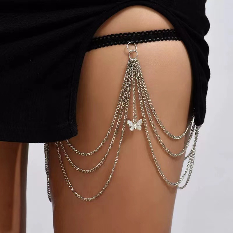 Europese en Amerikaanse sexy strandparel dijbeen geometrische kwastjes body body strass metalen ketting beenring voor vrouwen_voghion.com