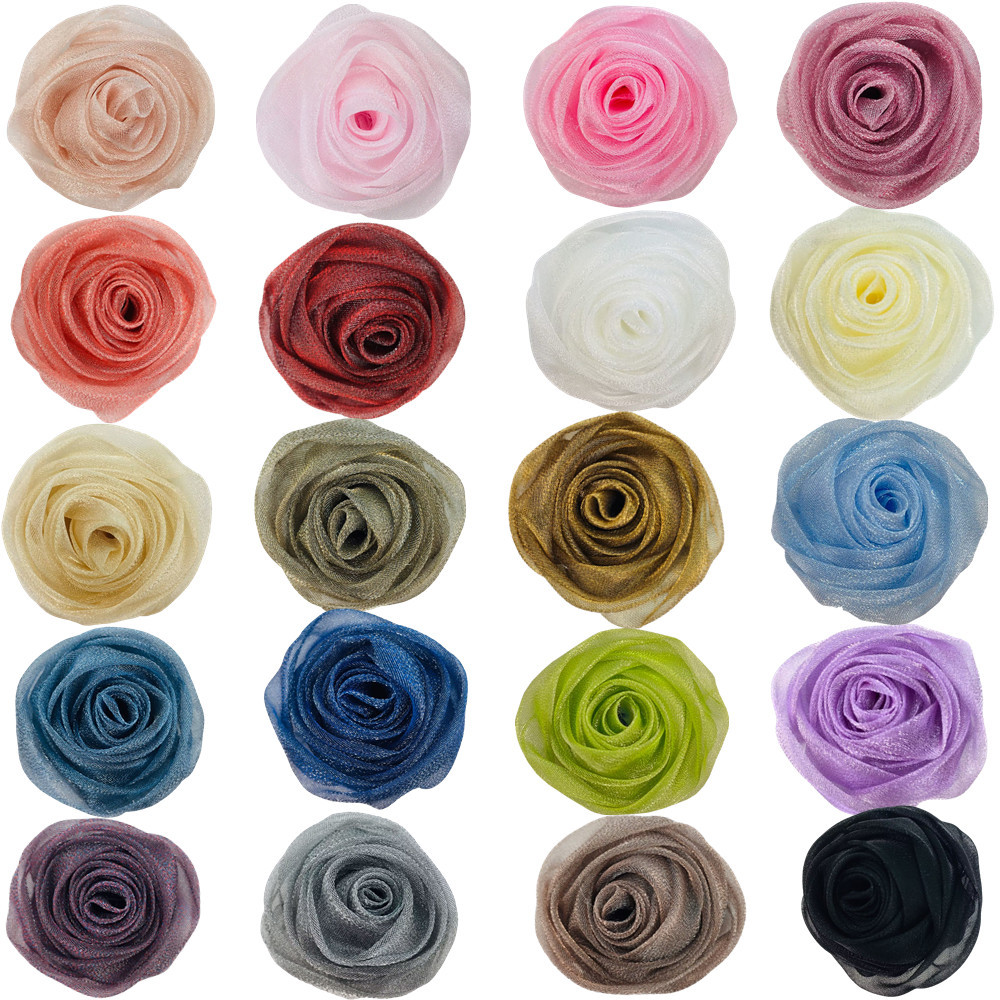 Organza 5cm Stereo Rose Bud Bright Yarn Flowers DIY Hand-held Flower Corsage Jewelry Clothing Bag Accessories