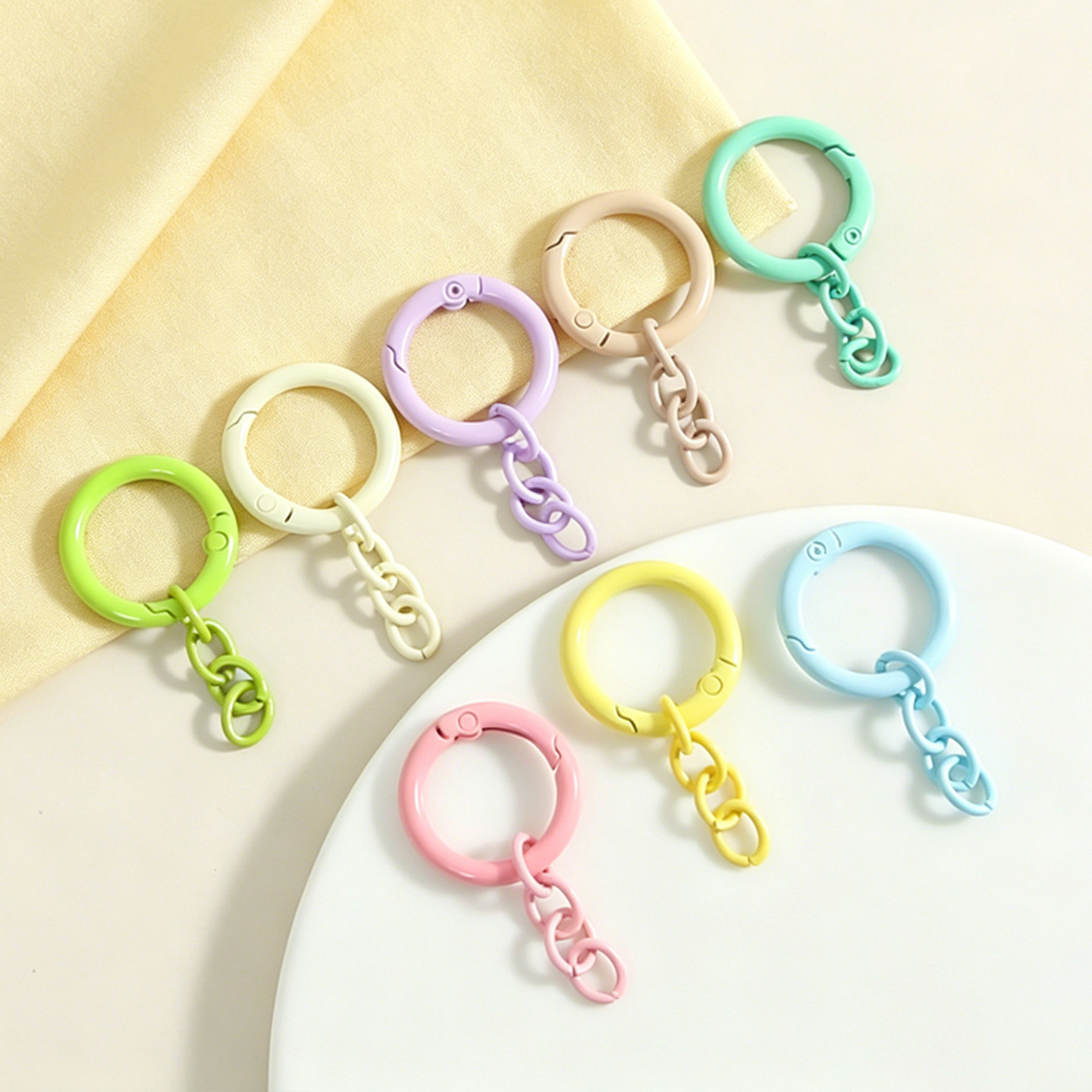 Colorful paint four-section chain spring buckle connection open ring…
