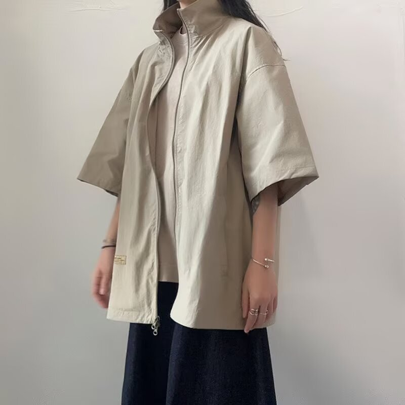 Summer Japanese Retro Short-Sleeve Shirts for Men and Women, High-End New Workwear, Loose Casual Half-Sleeve Shirts, Jacket Trend