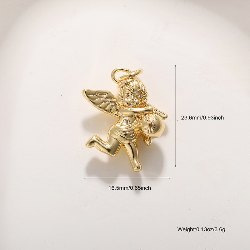 色保持 18 k 銅金メッキ天使のペンダントキューピッドの羽 diy ジュエリーブレスレットイヤリングネックレスアクセサリーペンダント|undefined