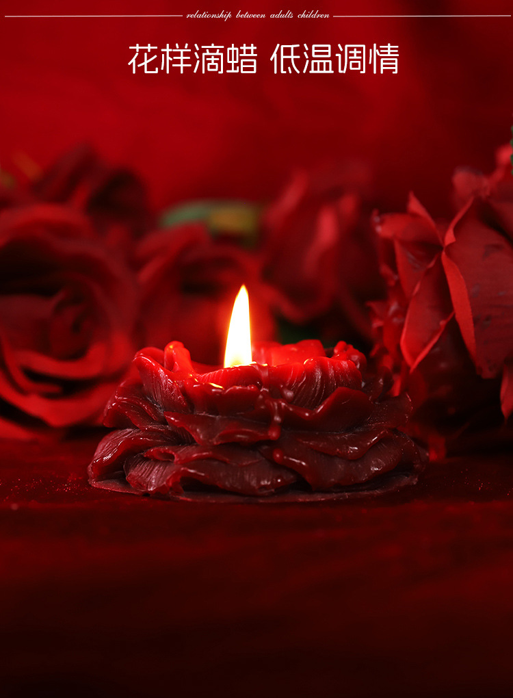 Low Temperature Massage Candle with Soy Wax in Heart and Peony Red Styles — detail image 5
