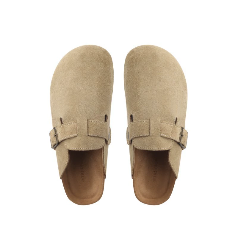Популярные мужские и женские сандалии Birkenstock из натуральной кожи, ленивые шлепанцы, женская летняя верхняя одежда 2025 года Birkenstock полуприлипшие сандалии в одном стиле
