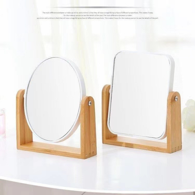 Cross-Border 3X Magnification Bamboo and Wood Desktop Double-Sided Makeup Mirror Portable Simple Mirror for Student Dormitory Dressing Mirror Cross-Border 3X Magnification Bamboo and Wood Desktop Double-Sided Makeup Mirror Portable Simple Mirror for Student Dormitory Dressing Mirror