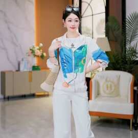 印花连帽防晒衣女外穿2026夏季户外妈妈遮阳防晒服运动外套防晒衫