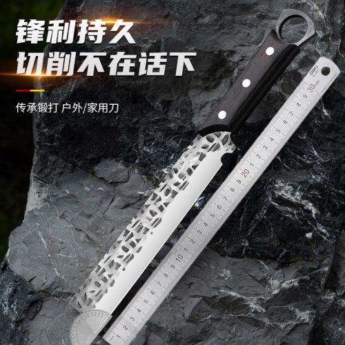 Trendy handmade forged woodcutting axe for outdoor camping, trail clearing, firewood chopping, and multi-purpose use—also perfect as a sharp household kitchen knife for slicing fruits!