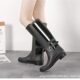 Fashion rain boots Women's Mid-calf outer wear waterproof non-slip work shoes high-calf comfortable wear-resistant kitchen car wash casual rubber shoes