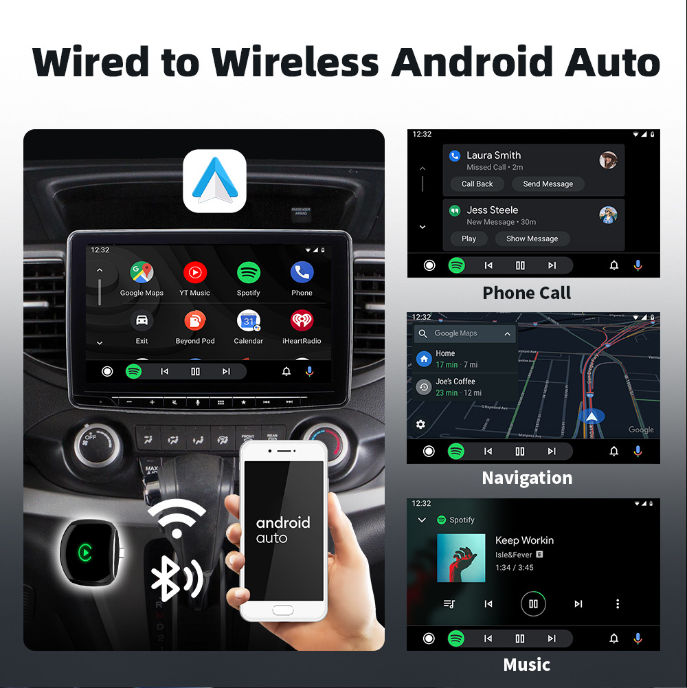 Cross-border best-selling mini portable wireless CarPlay adapter, compatible with Apple/Android devices, a 2-in-1 in-car connectivity box