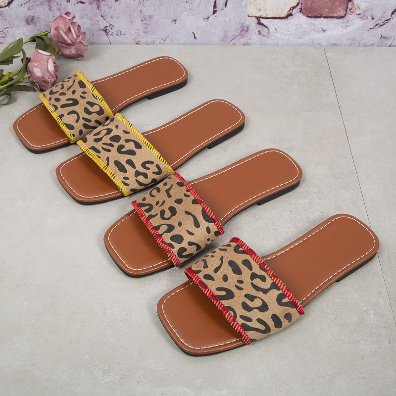 Women's Casual Leopard Square Toe Fashion Sandals display picture 1