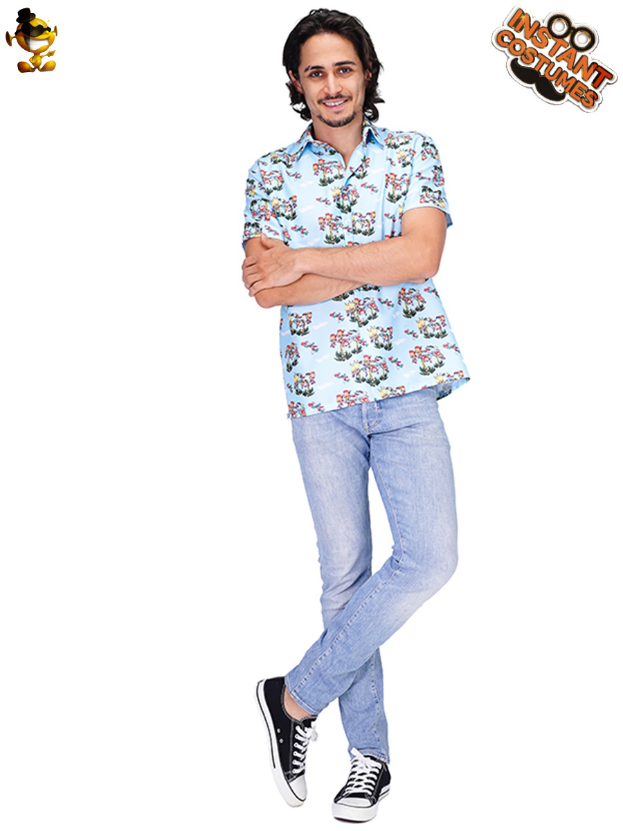 Moda europea y americana hombres adultos guapo color claro impreso camisa Hawaii playa moda casual transfronteriza ropa de hombre