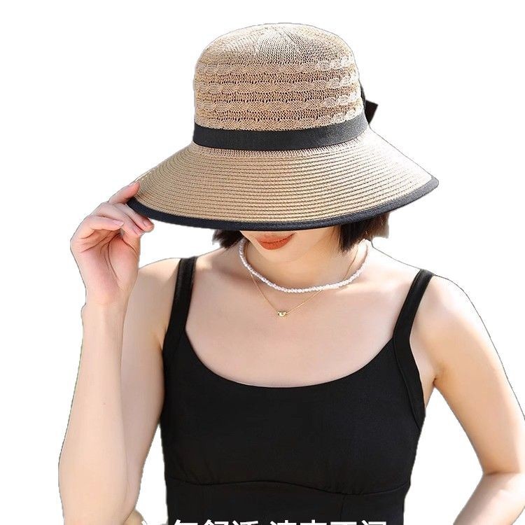 Eleganter Strohhut Mit Schleife Im Hepburn Stil Für Damen_voghion.com