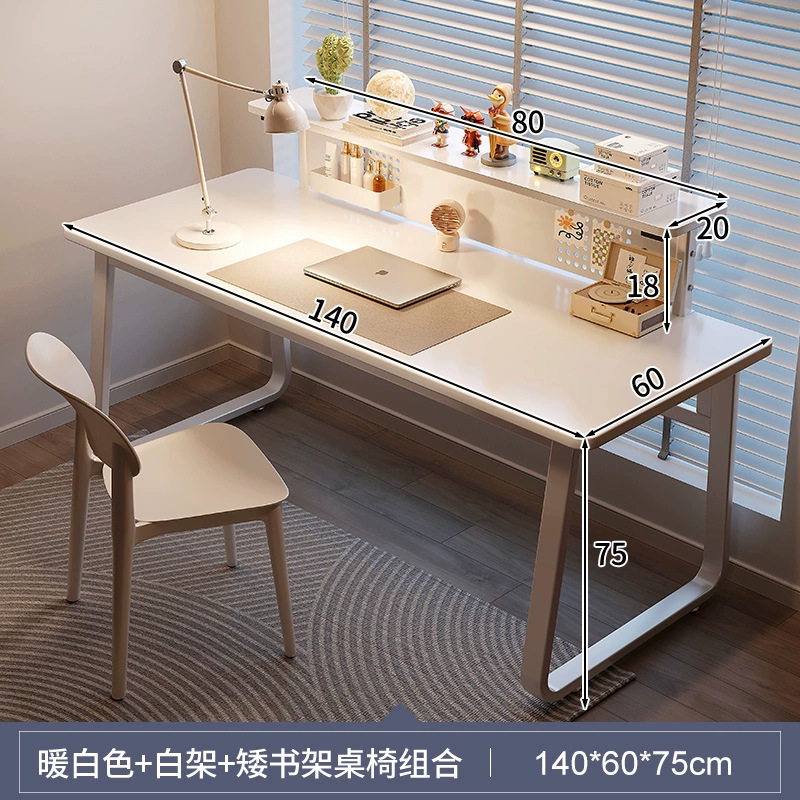 [테이블과 의자 조합 + 책장] 따뜻한 화이트 + 화이트 선반 140CM + 타공판 책장♜♜