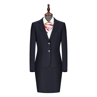 毛涤藏青色女士商务职业修身西服套装售楼部银行西服JPNY8080