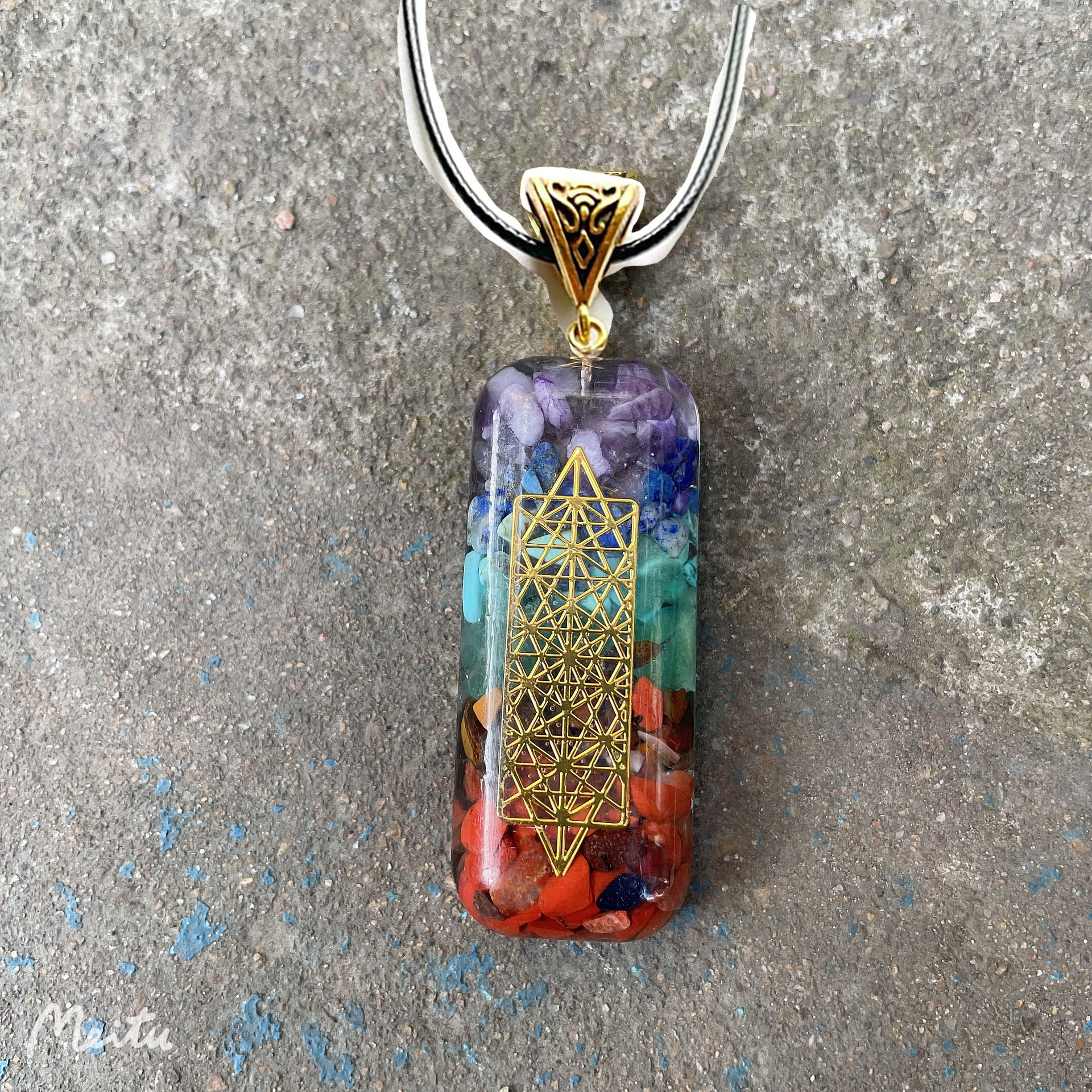 Amazon colorido colgante de cristal de piedra semipreciosa grava collar de cristal collar 1