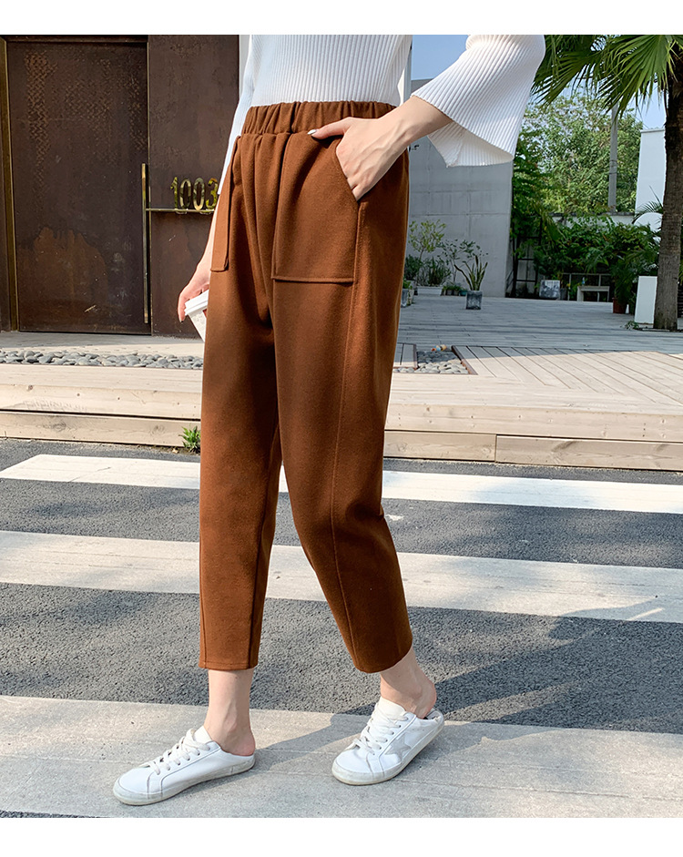 2024 Wollkinder Herbst und Winter neues Produkt Rettich lässiger Haremshosen für Damen lockere gerade geschnittene Hosen hoch_voghion.com