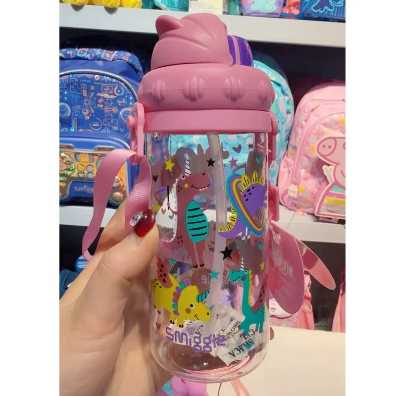 Australian smiggle taza de agua pajita plástico para niños estudiantes ligero y transparente taza de mano botella de agua de alto valor