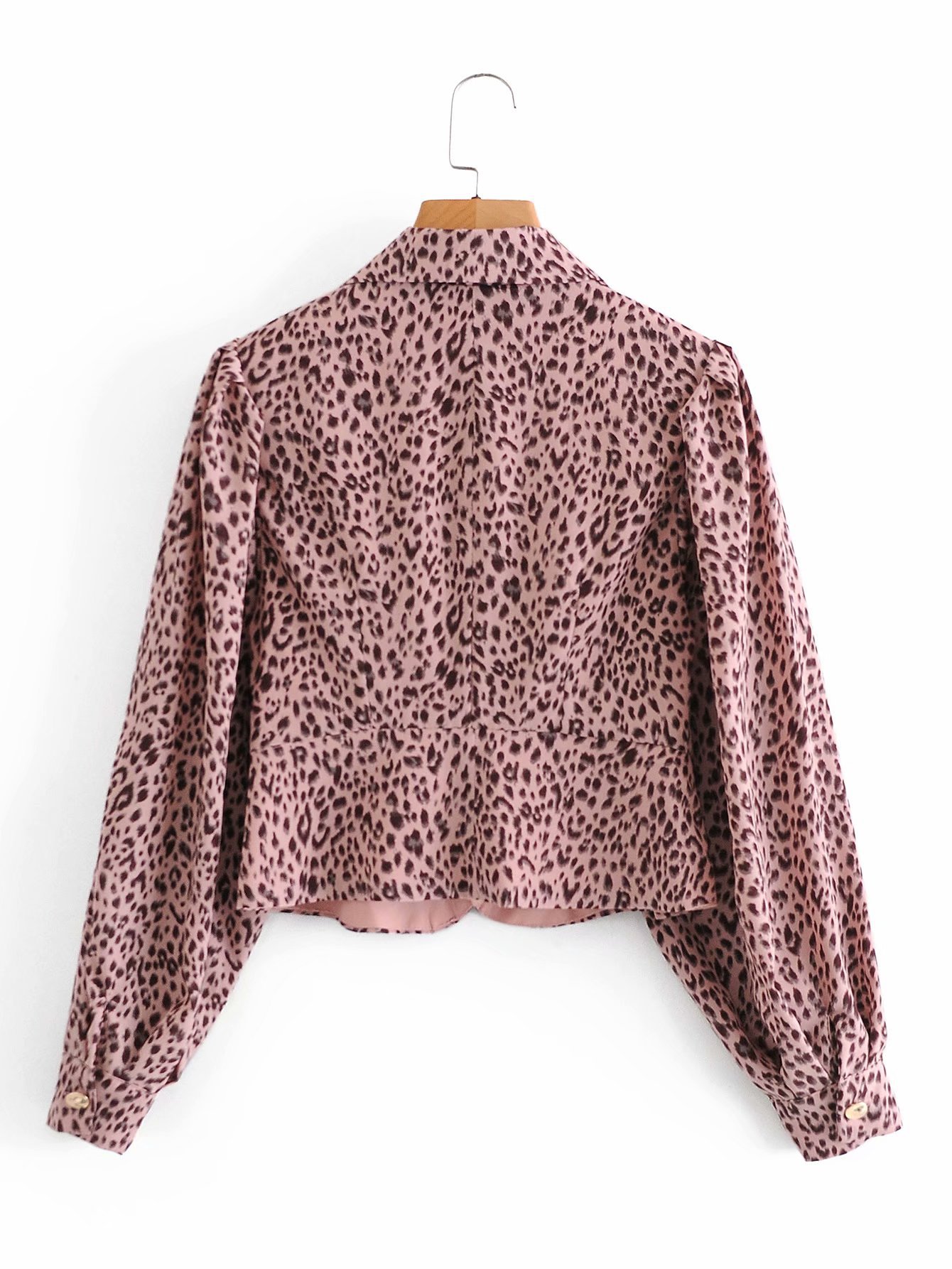 leopard print loose lantern sleeve shirt  NSAM30954