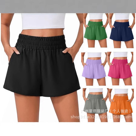 2025 Cross-Border Women's Lightweight Sports Running Loose Shorts High Waist Unlined Casual Quick-Drying Yoga Shorts