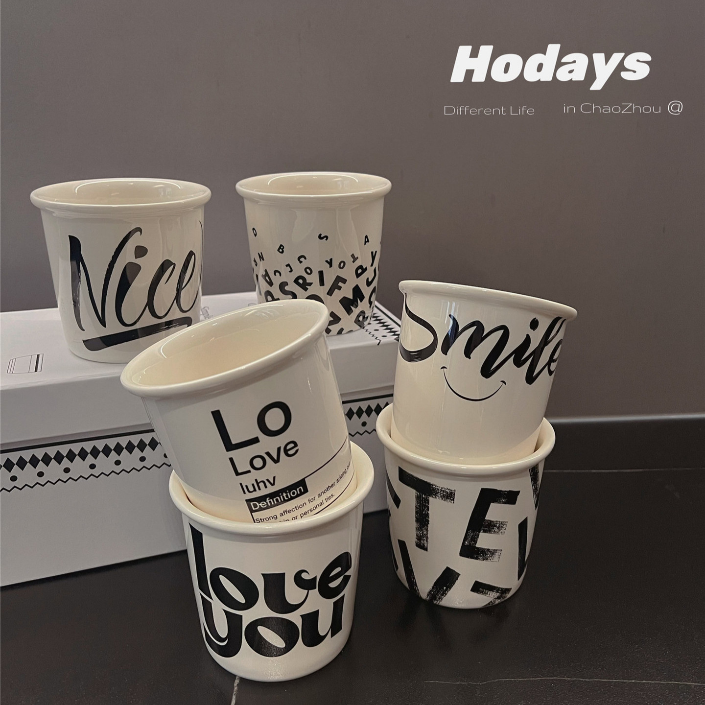 Inglés letras ins tazas de papel estilo de cerámica mano taza de leche adorable taza de café latte taza de café