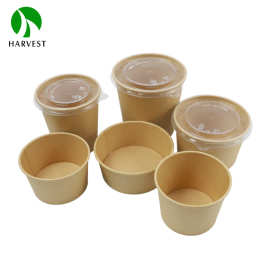 菁禾工厂生产一次性牛皮纸汤杯碗外贸大批量单淋双淋膜牛皮纸碗杯