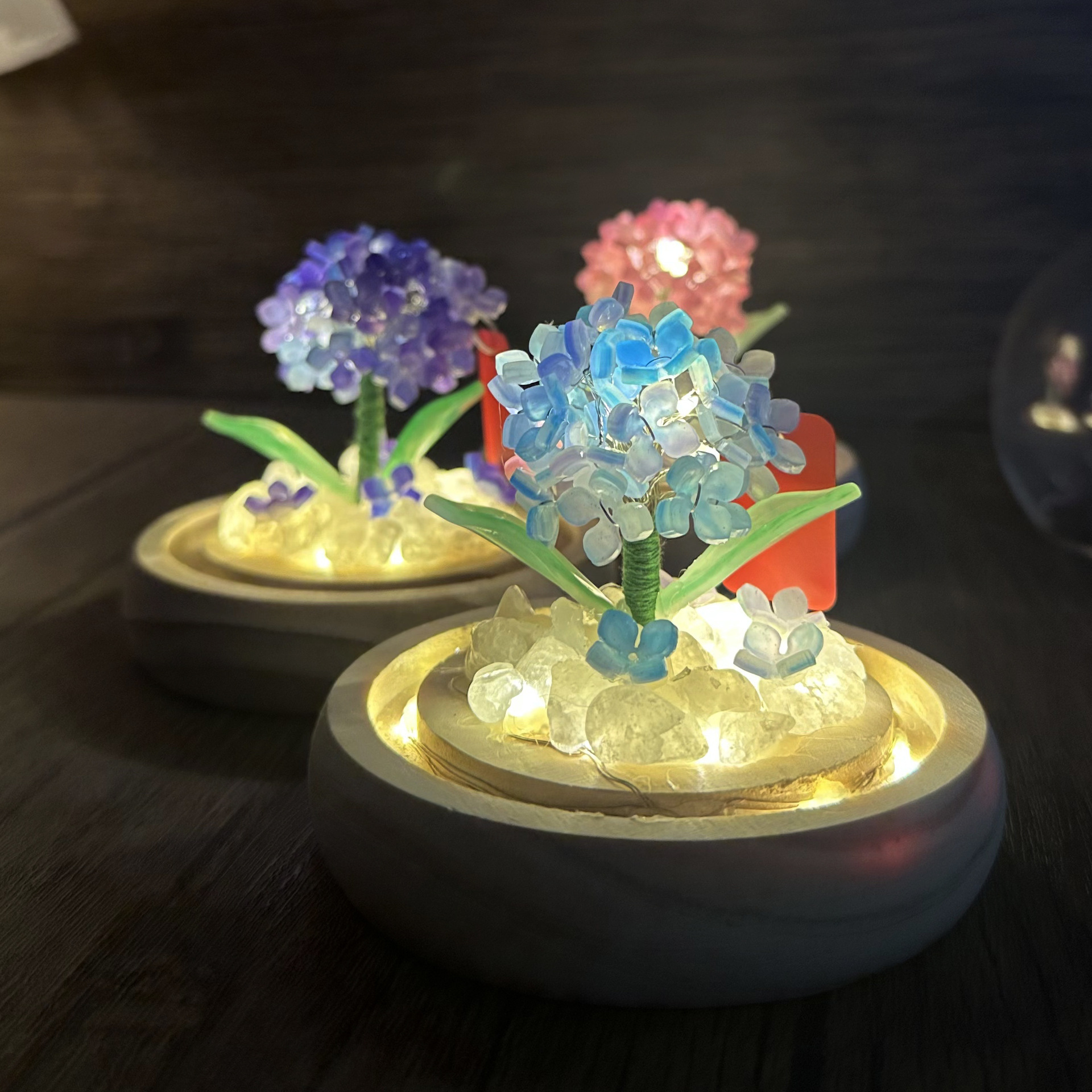 Luz nocturna de hortensias, árbol de deseos de bricolaje hecho a mano, bendición, examen de ingreso a la universidad, iluminación ambiental de cumpleaños, decoración, amigos, niñas