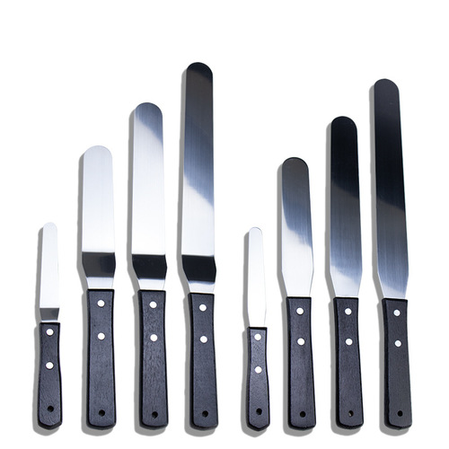 Cross-border supply baking cake knife stainless steel cream scraper wooden handle kiss knife 4-inch icing cake cream spreading spatula