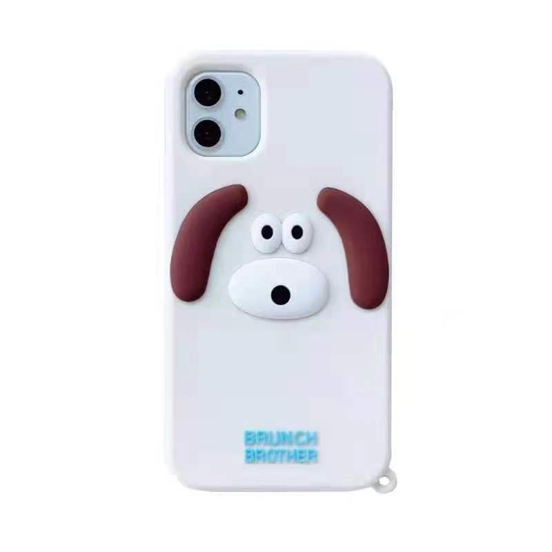 Coque de protection en silicone pour chien et lapin, version coréenne, adaptée à Apple 11Pro/iPhone12/XS Max/XR, dessin animé_voghion.com