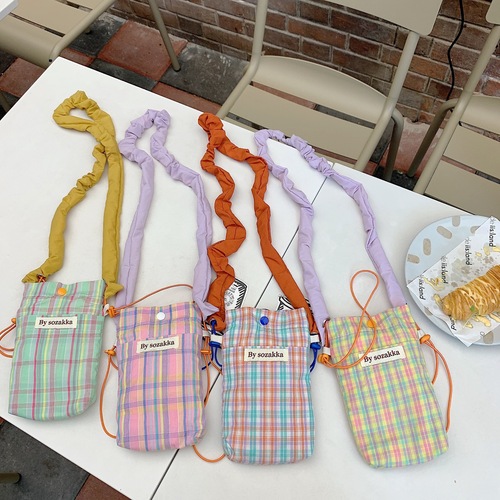 26225 Korean style small square plaid mobile phone crossbody bag mini small shoulder bag female mobile phone bag
