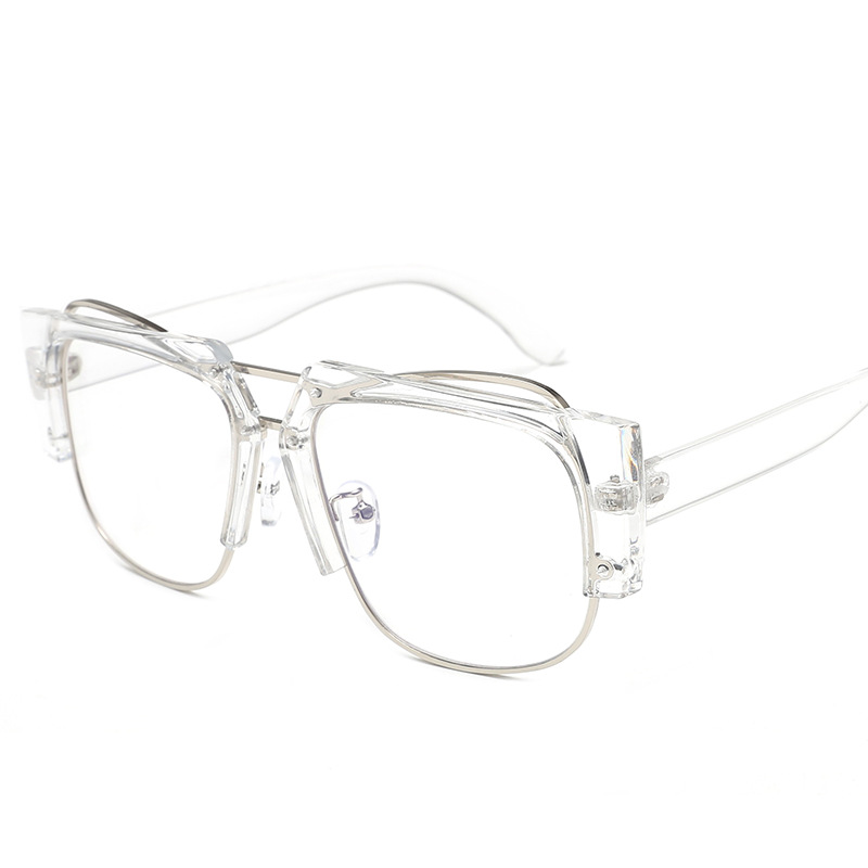 2021新款时尚半框男士墨镜方形金属太阳镜潮女太阳眼镜平光镜9101