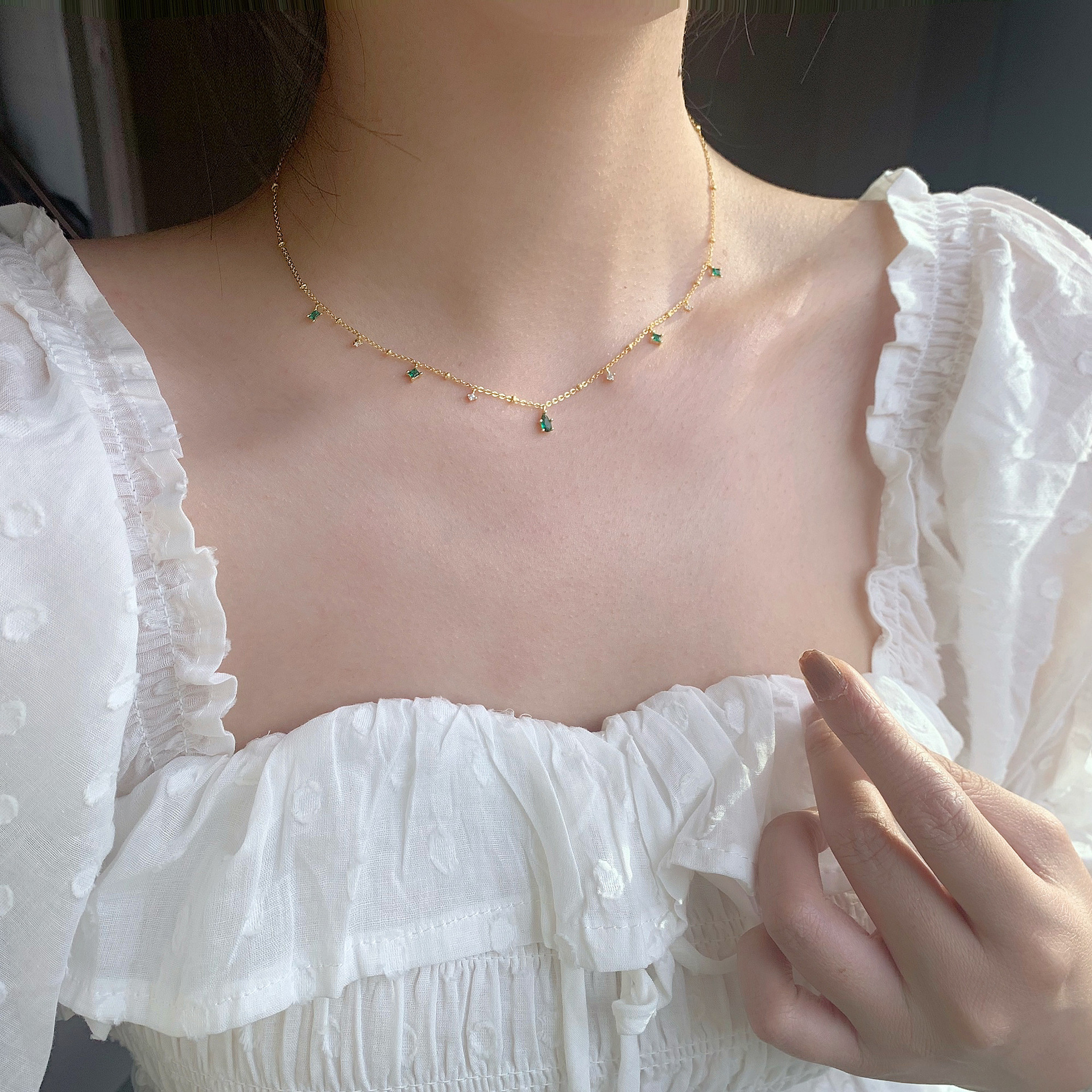 Water Droplets Pattern Women'S Gender Simple Style Water Droplets Copper White Gold Plated Gold Plated Zircon Pendant Necklace In Bulk
