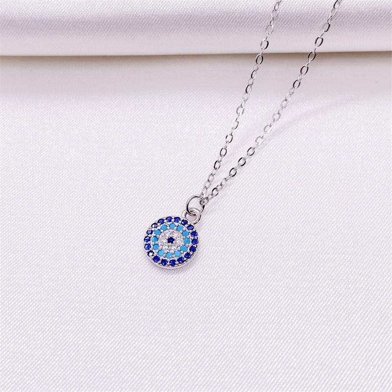 Simple Style Eye Sterling Silver Inlay Rhinestones Pendant Necklace display picture 4