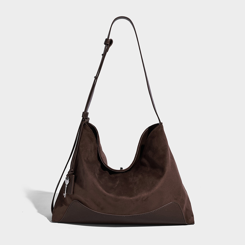 拉菲斯汀麂皮绒HOBO包2025新款通勤女包单肩斜挎包大容量托特包潮