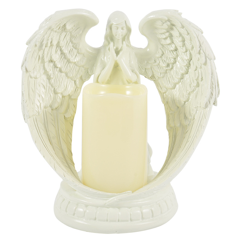  European-Style Angel Candlestick Living Room Tabletop Ornaments Electronic Candle Resin Crafts Handmade Jewelry